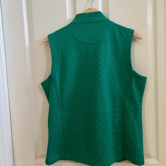 Peter Millar Vest Womens SZL Green Full Zip Diamond Quilted Band Collar - Picture 3 of 10